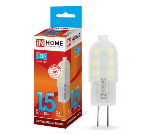 Лампа светодиодная LED-JC-VC 1.5Вт капсульная 4000К нейтр. бел. G4 95лм 12В IN HOME 4690612019758