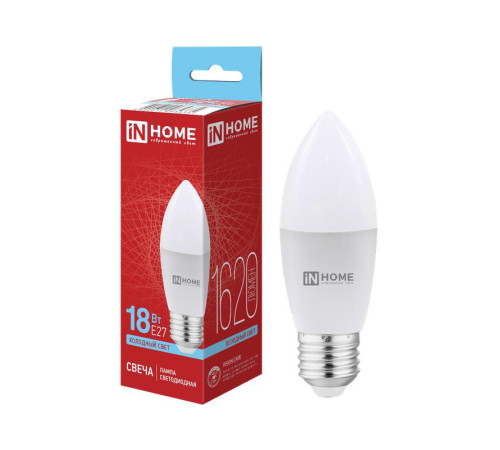 Лампа светодиодная LED-СВЕЧА-VC 18Вт свеча 6500К E27 1620лм 230В IN HOME 4690612065335