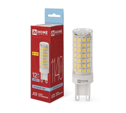 Лампа светодиодная LED-JCD 12Вт 230В G9 6500К 1140лм IN HOME 4690612060330