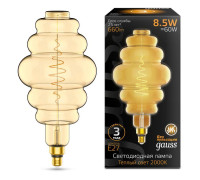 Лампа светодиодная филаментная Black Filament 8.5Вт Honeycomb золотая 2000К тепл. бел. E27 660лм GAUSS 161802105