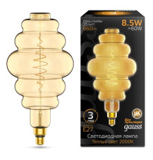 Лампа светодиодная филаментная Black Filament 8.5Вт Honeycomb золотая 2000К тепл. бел. E27 660лм GAUSS 161802105