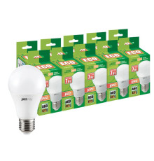 Лампа светодиодная PLED-ECO 7Вт A60 грушевидная 3000К тепл. бел. E27 230В 50Гц (уп.10шт) JazzWay 1033284