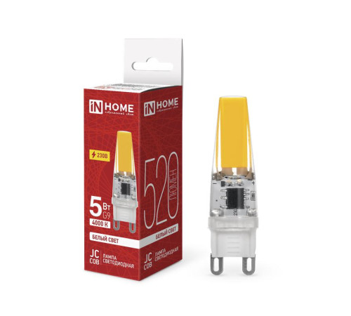 Лампа светодиодная LED-JCD-COB 5Вт 230В G9 4000К 520лм IN HOME 4690612060347