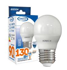 Лампа светодиодная G45 15Вт шар 6500К E27 1350лм 230В IONICH 1636