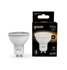 Лампа светодиодная Black 9Вт MR16 софит 3000К тепл. бел. GU10 830лм GAUSS 101506109
