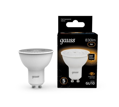 Лампа светодиодная Black 9Вт MR16 софит 3000К тепл. бел. GU10 830лм GAUSS 101506109