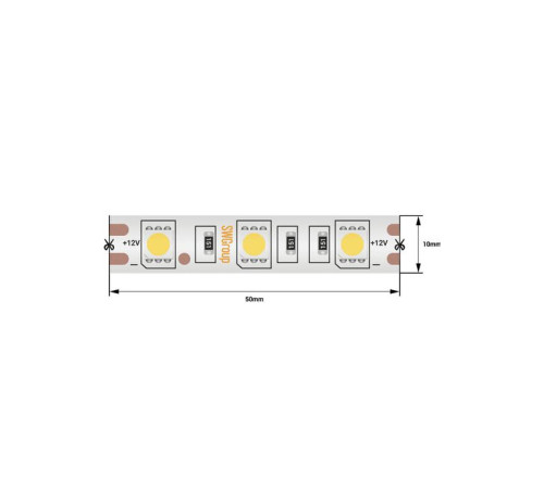 Лента светодиодная стандарт 5050 60LED/м 14.4Вт/м тепл. бел. 12В IP68 со скотчем 3М (уп.5м) SWG Standard 00-00009269