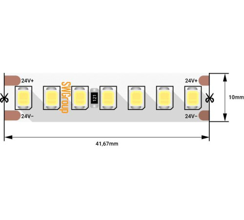 Лента светодиодная ПРО 2835 168LED/м 17.3Вт/м нейтр. бел. 24В IP20 (уп.5м) SWG PRO 00-00005268