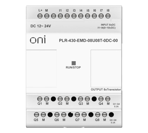 Модуль расширения входов выходов ПЛК 430 4 DI 4 UI (0-10В/DI) 8 TO 24В DC ONI PLR-430-EMD-08U08T-0DC-00