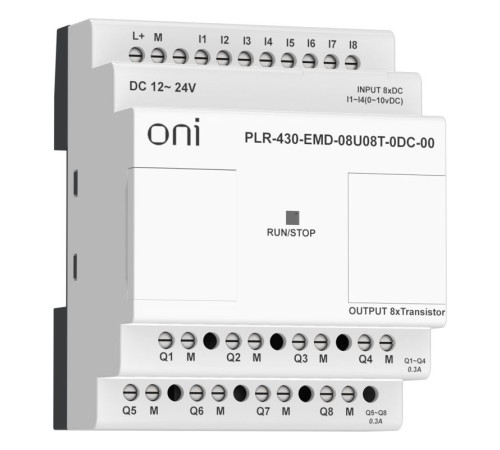 Модуль расширения входов выходов ПЛК 430 4 DI 4 UI (0-10В/DI) 8 TO 24В DC ONI PLR-430-EMD-08U08T-0DC-00