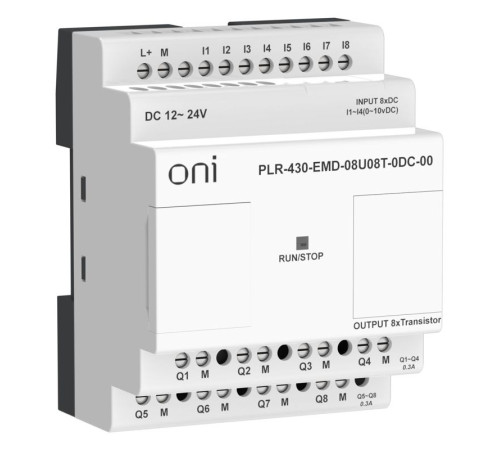 Модуль расширения входов выходов ПЛК 430 4 DI 4 UI (0-10В/DI) 8 TO 24В DC ONI PLR-430-EMD-08U08T-0DC-00