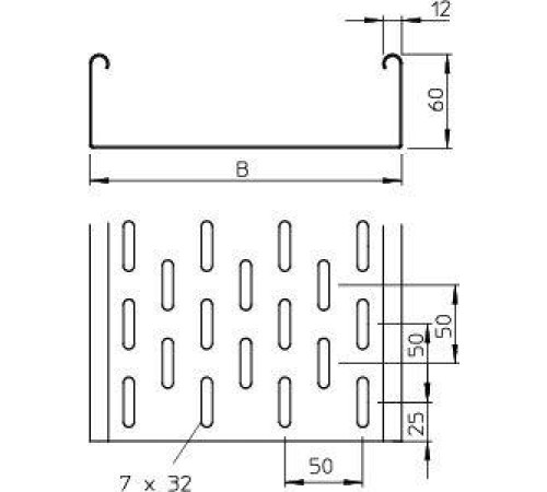 Лоток листовой перфорированный 150х60 L3000 сталь 1мм MKS 615 FS OBO 6055141