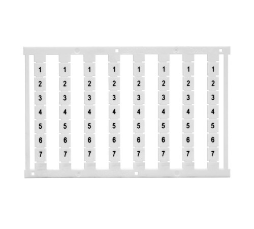 Маркировка для клемм ширина 8мм узкая для клемм Push-in бел. от 8 до 14 горизонтальная ориентация 1 шт. = карта из 56 маркеров (уп.10шт) DKC NUPUTUK-8F-8-14H