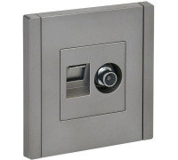 Розетка 2-м TV+RJ45 кат.5E FORTE&PIANO FP536 сталь IEK FP-AK20-1-K46