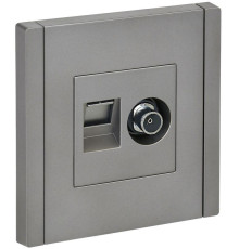 Розетка 2-м TV+RJ45 кат.5E FORTE&PIANO FP536 сталь IEK FP-AK20-1-K46
