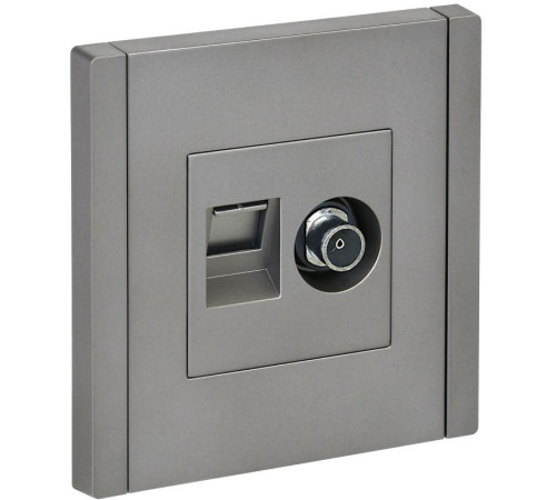 Розетка 2-м TV+RJ45 кат.5E FORTE&PIANO FP536 сталь IEK FP-AK20-1-K46