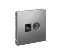 Розетка компьютерная + телевизионная 2-м ArtGallery RJ45 + TV кат.5E сталь SE GAL000989