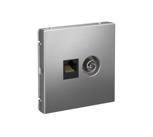 Розетка компьютерная + телевизионная 2-м ArtGallery RJ45 + TV кат.5E сталь SE GAL000989
