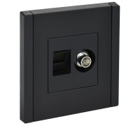 Розетка 2-м TV+RJ45 кат.6 FORTE&PIANO FP137 черн. IEK FP-AK20-2-K02