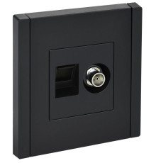 Розетка 2-м TV+RJ45 кат.6 FORTE&PIANO FP137 черн. IEK FP-AK20-2-K02