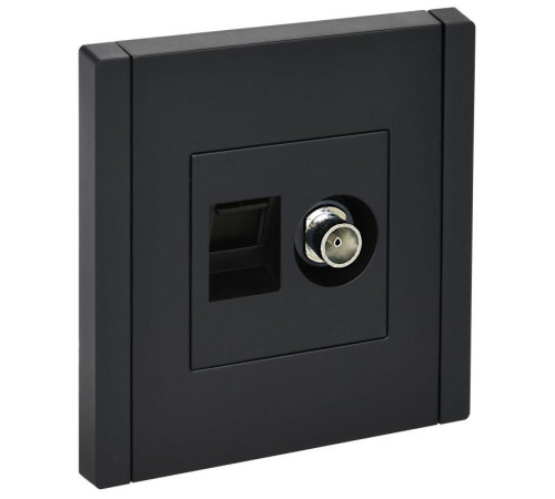 Розетка 2-м TV+RJ45 кат.6 FORTE&PIANO FP137 черн. IEK FP-AK20-2-K02