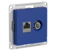 Розетка компьютерная + телевизионная 2-м AtlasDesign RJ45 кат.5E аквамарин SE ATN001189