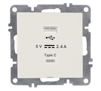 Розетка LAVIN/KAREN USB + TYPE-C механизм бел. ARVIA 50 01 1000 304