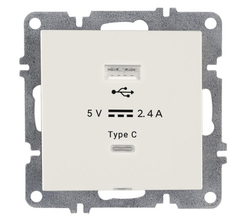 Розетка LAVIN/KAREN USB + TYPE-C механизм бел. ARVIA 50 01 1000 304
