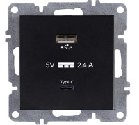 Розетка LAVIN/KAREN USB + TYPE-C механизм черн. ARVIA 50 07 2000 304