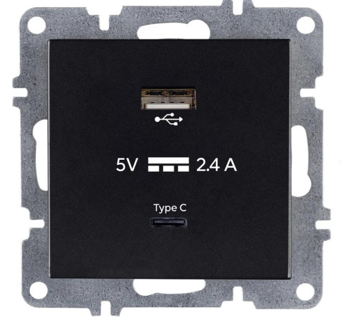 Розетка LAVIN/KAREN USB + TYPE-C механизм черн. ARVIA 50 07 2000 304