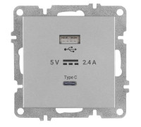Розетка LAVIN/KAREN USB + TYPE-C механизм сер. ARVIA 50 03 2000 304