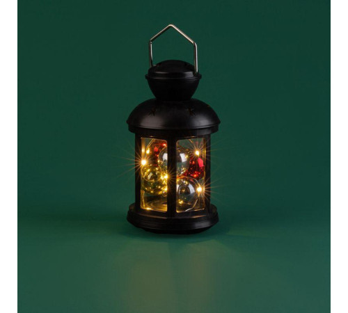 Фонарь декоративный 12х12х20.6см с шариками тепл. бел. корпус черн. Neon-Night 513-061