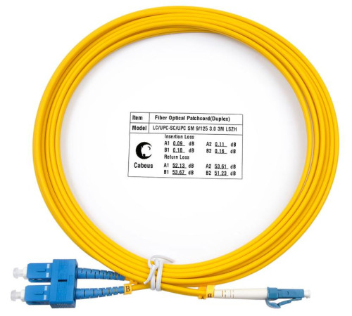 Шнур оптический FOP(d)-9-LC-SC-3m duplex LC-SC 9/125 sm 3м LSZH Cabeus 7354c