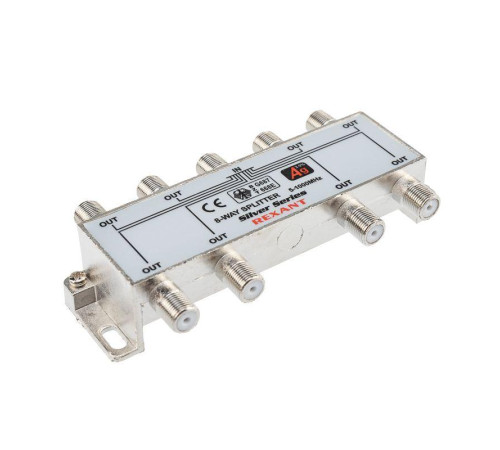 Делитель ТВх8 + 9шт F 5-1000 МГц (Silver) box(уп.5шт) Rexant 05-6105