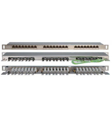 Патч-панель PPHD-19-24-8P8C-C6-SH-110D высокой плотн. 19 дюйм 0.5U 24 порта RJ45 кат. 6 Dual IDC экран. Hyperline 46091