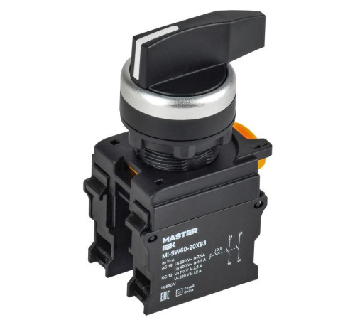 Переключатель 3 полож. 2НО длин. ручка черн. MASTER IEK MI-SW60-20XB3-4-25-3-K02