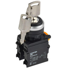 Переключатель 3 полож. 1НО+1НЗ с ключом черн. MASTER IEK MI-SW60-20Y-3-34-3-K02