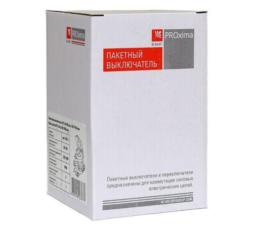 Выключатель пакетный 1-кл. 63А IP00 ПВ3-63 М3 исп.3 черн. EKF pv-3-63-3