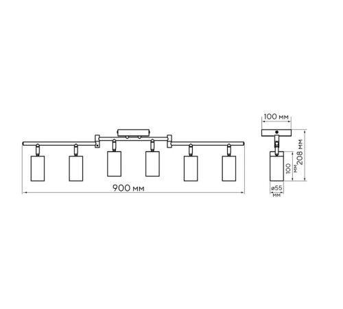 Светильник PCL-0606 6xGU10 IP20 230В WH настен./потолочн. декор. под лампу JazzWay 5066786