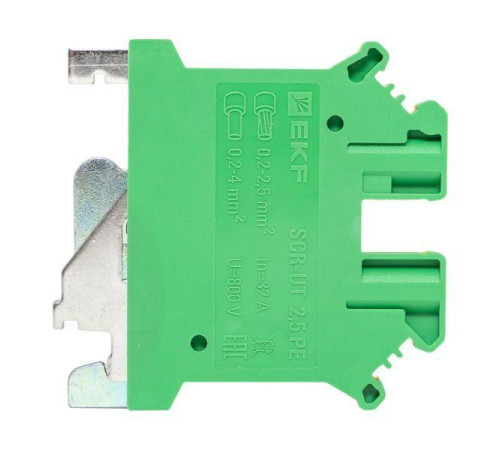 Колодка клеммная винтовая 2.5 UT земля EKF scr-ut-2.5-pe