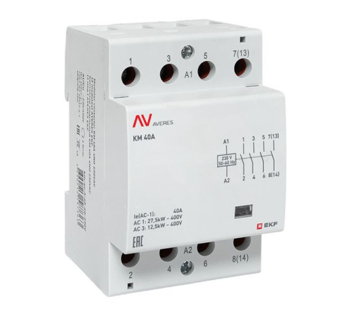 Контактор модульный КМ 40А 4NO 230В AC (3 мод.) AVERES EKF km-av-3-40-40-230V