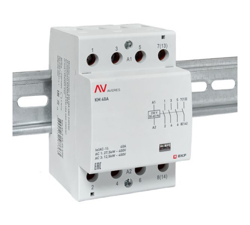 Контактор модульный КМ 40А 4NO 230В AC (3 мод.) AVERES EKF km-av-3-40-40-230V