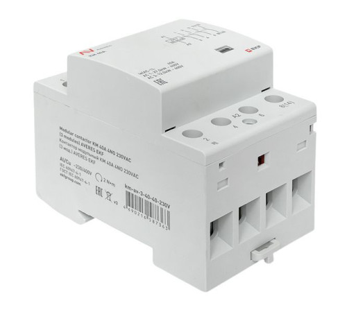 Контактор модульный КМ 40А 4NO 230В AC (3 мод.) AVERES EKF km-av-3-40-40-230V