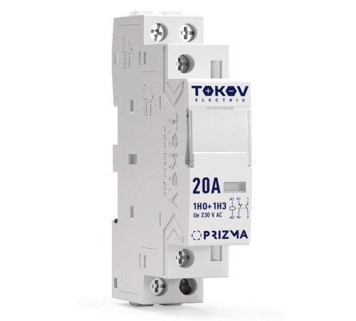 Контактор модульный 18мм 20А 230В АС 1НО 1НЗ PRIZMA TOKOV ELECTRIC TKE-PZ-MC-1-20-230-11