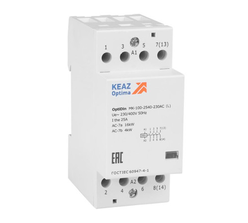 Контактор модульный OptiDin MK-100-2540-230AC (L) КЭАЗ 343731