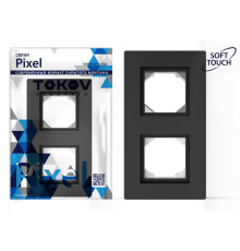 Рамка 2-м Pixel IP44 карбон TOKOV ELECTRIC TKE-PX-RM2-C14-IP44