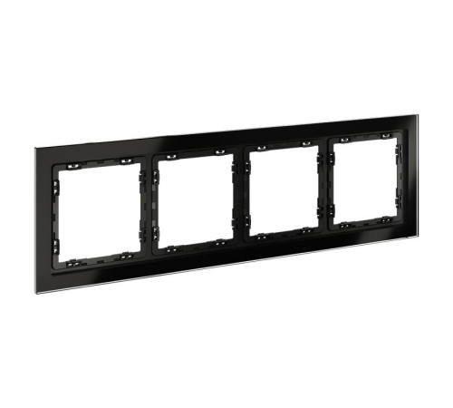 Рамка 4-м S70 стеклян. черн. Voltum VLS110408