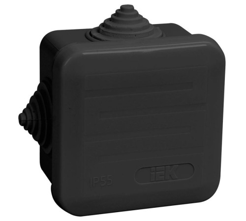 Коробка распаячная ОП 70х70х40 IP44 КМ41236 4 гермовводов черн. IEK UKO21-070-070-040-K02-44
