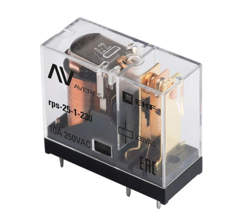 Реле промежуточное РП slim 25/1 10A 230В AC AVERES EKF rps-25-1-230