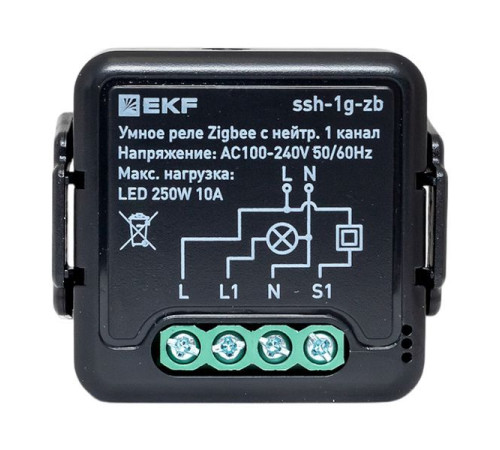 Реле умное в подрозетник 1-канальное Zigbee Connect Select с нейтралью EKF ssh-1g-zb